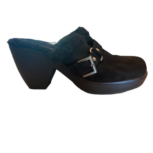 Union Bay Women's Black Clogs. Chunky. Y2K. Buckle. Fuzzy Inside. Size 10 - Picture 1 of 5